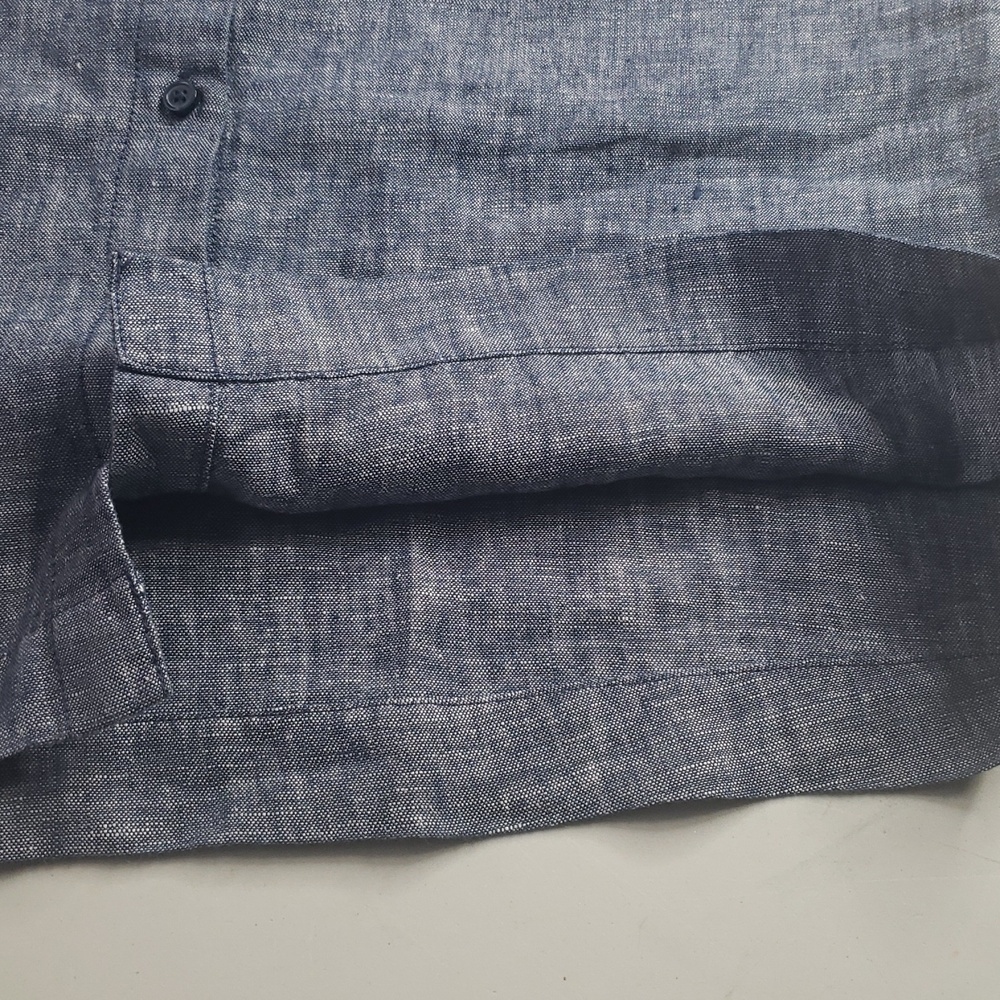 Garnet Hill 100% Linen Classic Full Button Front Shirtdress Size 2 Coastal Blue - Picture 15 of 16
